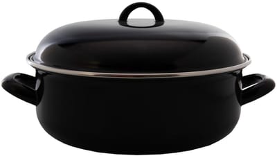 Cookinglife Stoofpan - Cocotte - Sudderpan - Casserole - Emaille Braadpan - Zwart - Vaatwasserbestendig - ø 24 cm / 4 Liter