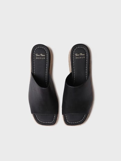 Dames espadrille zonder achterkant van suède met sleehak | MARLENE