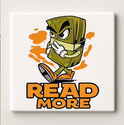 Read More Keramische Tegel – 15x15 cm Coole Cartoon Boek Ontwerp – Motiverende Wandtegel & Perfect Cadeau voor Boekenliefhebbers