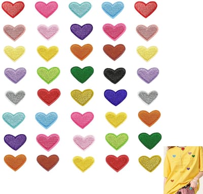 Dailygoods - 40 Hartvormige Patches om op te Strijken - Geborduurde Applicaties voor Creatieve Verfraaiing