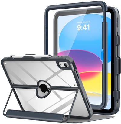 Dailygoody - iPad 10e generatie hoesje - met potloodhouder - transparante achterkant - automatisch in- en uitschakelen - met schermbeschermer - geschi
