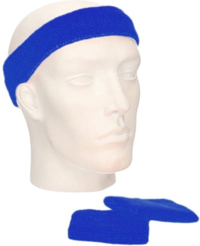 Go Go Gadget - Zweetband set - 3delig - 1 hoofdband + 2 polsbandjes - Donker Blauw