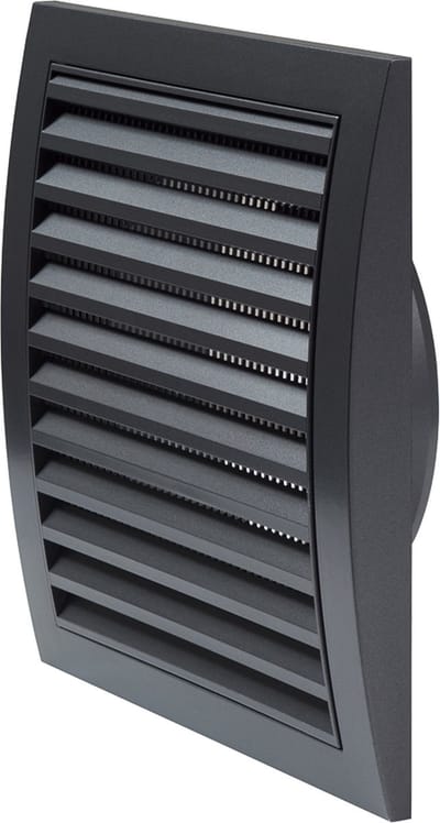 Paneir Airdesigns- ABS - 190 X 190 mm - aansluitbus  Ø 125 mm - net - zwart
