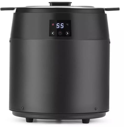 HENDI Elektrische soepketel 10 liter - roestvaststalen pan, koolstofstalen behuizing - zonder water - diameter 33 cm x hoogte 39,8 cm - zwart - voor soep en sauzen