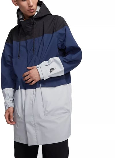 Nike Lab Jas - Colorblock Windbreaker - Parka Jas - Zwart Blauw - Capuchon - M