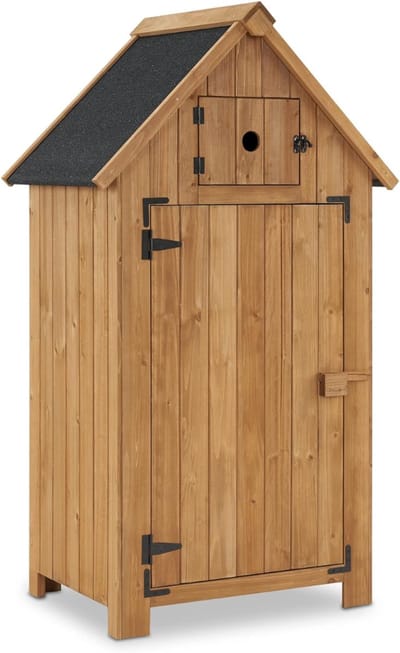 SNJY® Tuinkast - Tuinkasten voor Buiten - Tuinkist - 300 Liter - 54D x 77B x 137H cm - Bruin