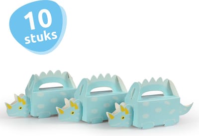 Isa's Friends® - Traktatie Doosjes - Dino - Blauw - 10 stuks - Uitdeeldoosjes - Uitdeelcadeautjes