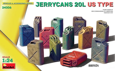 MiniArt Modelbouwpakket Diorama - 24006 Jerrycans 20L US Type voor Diorama - 12 Jerrycans Plastic - 1:24 - Modelbouw