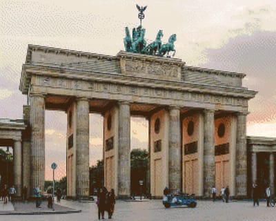 MyHobby Borduurpakket – Brandenburger Tor Berlijn 50×40 cm - Aida borduurstof 5,5 kruisjes/cm (14 count) - Telpatroon - Borduurgaren - Borduurnaald - Handleiding - Voor Beginners & Gevorderden - Complete borduurset
