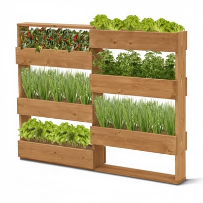 Coemo verticaal plantenbak Riga kruidenbak hout 6 plantenbakken – ca. 110 x 18 x 93 cm - Bruin