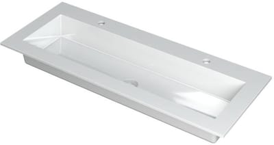 INK Kraft Wastafel Enkele Bak 2 Kraangaten - 1200x450x10 mm - Glans Wit