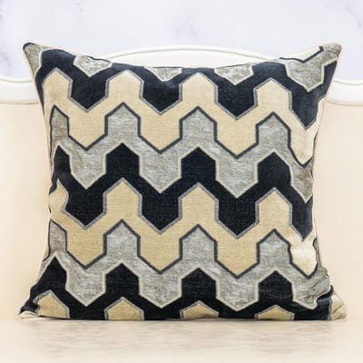 Alerfa Vierkant kussen geometrische strepen borduurwerk gesneden fluwelen kussensloop luxe moderne kussensloop decoratief kussen voor bank bank woonkamer slaapkamer auto 20 x 20 inch zwart