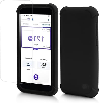 Beschermhoes voor Omnipod 5 Sensor - Schokbestendige Silicone Case met Krasbestendige Tempered Glass Screen Protector, Zwart en Duurzaam