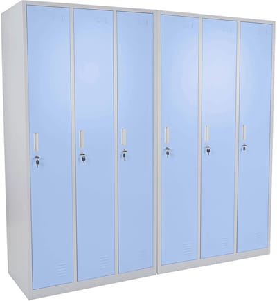 Locker Boston T829, afstortkluisje Lockerkast, metaal 6 vakken ~ blauw