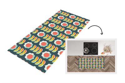 Keukenloper 120x50 cm - Keukenmat vinyl Retro - Bloemen - Scandinavisch - Keukenmatten loper - Keuken vloerkleed tapijt