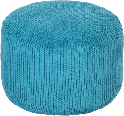 Zitzak Poef - Voetenbankje Rond - Ontspannen Zitten - Ribfluweel Stof - 44 cm Doorsnede - Blauwgroen