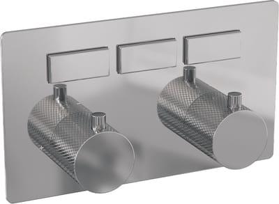 Brauer Chrome Carving 3-weg inbouwthermostaat met drukknoppen met in- en afbouwdelen chroom