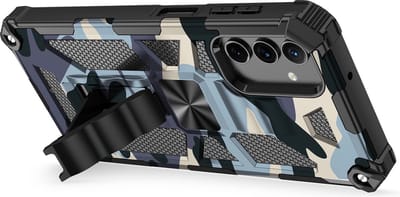 Hoesje Geschikt Voor Samsung Galaxy A52 hoesje rugged extreme backcover met ring houder Camouflage - Marine Blauw