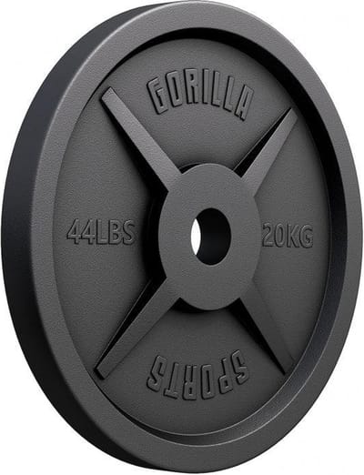 Gorilla Sports Gewichtsschijf - Olympisch - Halterschijf - 20 kg - Gietijzer Zwart - 50 mm