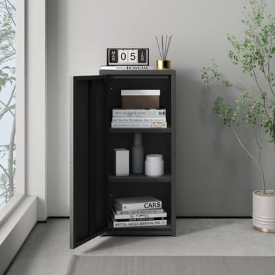 Metalen kast Burlöv 88x40x35 cm zwart [en.casa]
