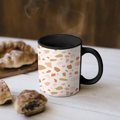Magische Mok - Foto op Warmte Mokken - Koffiemok - Terrazzo - Patroon - Kleurrijk - Zalm - Magic Mok - Beker - 350 ML - Theemok