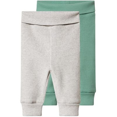 LUPILU Set van 2 baby broekjes (groen/grijs, 50/56)