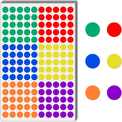 SnelShoppen - 3000 Stuks 12mm Ronde Stickers - Kleurrijke Punt Stickers - Zelfklevende Labels - 6 Kleuren voor Feest, Creatief Gebruik, Kinderen, Kant