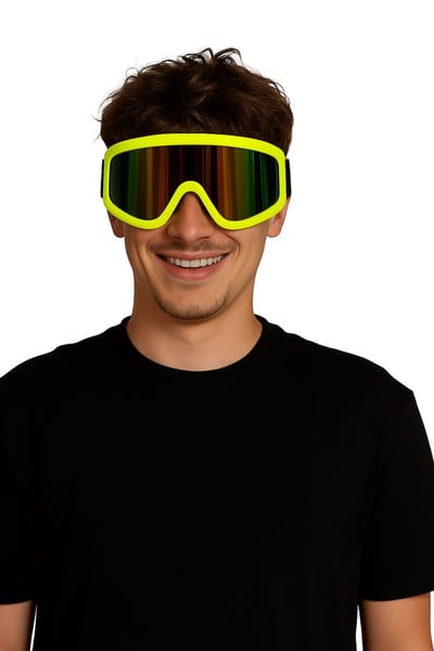 Partychimp voordeelverpakking 6 pack Party Skibril Neon Geel voor Heren en Dames Après Ski Accessoires Themafeest voor Volwassenen Carnaval Accessoires Verkleedaccessoires Foute Party - Unisex - Plastic - Neon Geel- Skibrillen -6 pack