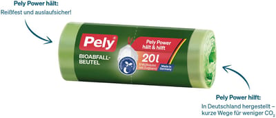 Pely® | 4 x 8 Biologische compost vuilniszak | 20 liter | klimaatneutraal | Trekkoordzakken voor organisch afval