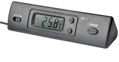 LISM-Voertuigthermometer met lcd-scherm, Celsius/Fahrenheit-weergave, temperatuursensor, binnen-/buitenregelaar, thermostaat met sonde, zwart.