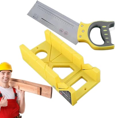Handmatige Verstekzaag - Houtzaag Hoek - Precisie Houtbewerking - Comfortabele Grip - 45x30x10 cm - Grijs