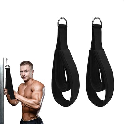 Tricepstouw Paar - Fitness Handgrepen - Kracht Training - Dubbele Ring Ontwerp - 38 en 28 cm - Zwart