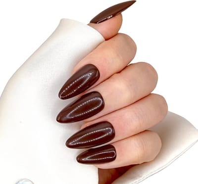 SD Press on Nails - B-133 - Plaknagels met nagellijm - Lang Stiletto Kunstnagels - Bruin - Set 20 Nagels - Handmade - Gellak - Accessoires Feestdagen - Nageltips - Cosplay - Nail Art - Nagellak - Gellak - Nepnagels