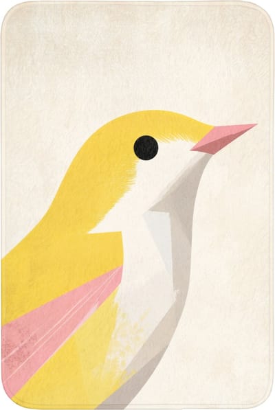 Badmat 60x90 cm - Antislip - Vogel - Minimalistisch - Geel - Badmatten voor badkamer - Badkamermat - Douchemat - Badkamer mat
