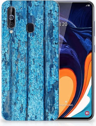 Samsung Galaxy A60 Bumper Hoesje Wood Blue