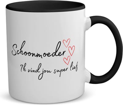 Akyol - schoonmoeder ik vind jou super lief koffiemok - theemok - zwart - Mama - de liefste schoonmoeder - moeder cadeautjes - moederdag - verjaardag - geschenk - kado - 350 ML inhoud