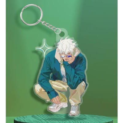 Boucle de Clé en Acrylique pour Jjk Kento Nanami Satoru Gojo Kugisaki Nobara Fait Main Dessins Animés Anime Pendentif Sac à Dos Étudiant Porte-Clés blue