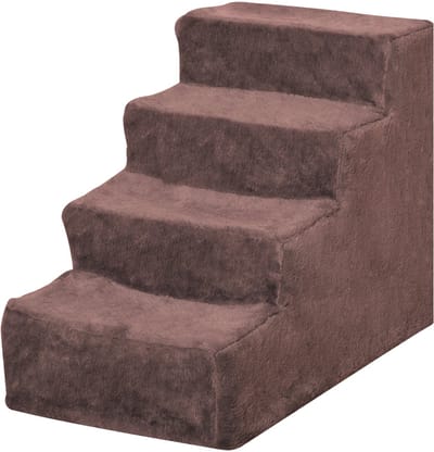 Hondentrap met 4 treden - 60 x 35 x 44 cm - antislip ladder voor huisdieren - bruin