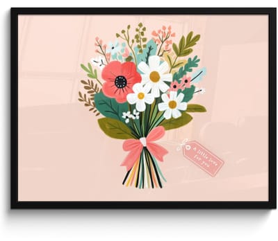 Poster in lijst - Fotolijst 70x50 cm - Posters - Boeket - Strikje - Kaartje - Quote - Posterlijst zwart - Decoratie - Wanddecoratie woonkamer - Muurdecoratie slaapkamer