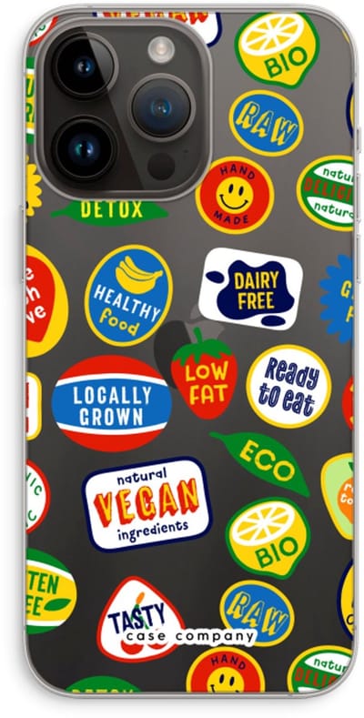 Case Company® - Hoesje geschikt voor iPhone 14 Pro Max hoesje - Fruitsticker - Soft Cover Telefoonhoesje - Bescherming aan alle Kanten en Schermrand