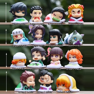 15 stuks/Set Anime Demon Slayer Actiefiguren Slapend Liggend Nezuko Tanjirou Zenitsu Inosuke Kyoujurou Kanawo Figuur Speelgoed white