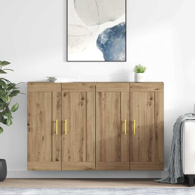vidaXL - Wandkast - 2 - st - Artisan - Eiken - 69,5 - x - 34 - x - 90 - cm - Bewerkt - hout