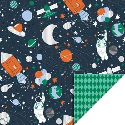 Het Inpakhuis - Cadeaupapier - Inpakpapier - Kadopapier - Space - Harlequin Green - Ruimte - 70cm x 3mtr