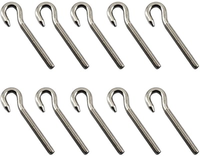 Dailygoods- Oogbout 10 Stuks - M8 Ronde Haak - Roestvrij Staal 304 - Duurzaam - Corrosiewerend - Geschikt voor Binnen/Buitengebruik - Haakbout