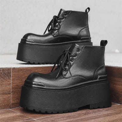 Herfst Mannen Britse Stijl Vintage Werklaarzen Waterdichte Platform Enkellaarzen Dikke Zool Mode Casual Buitenschoenen 39 black