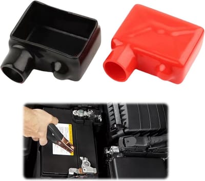 Batterijhoes Auto - Accuklem Afdekking - Accu Bescherming - Geïsoleerde Aansluiting - 18x9 cm - Zwart Rood
