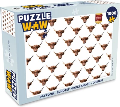 Puzzel Patroon - Schotse hooglander - Dieren - Legpuzzel - Puzzel 1000 stukjes volwassenen
