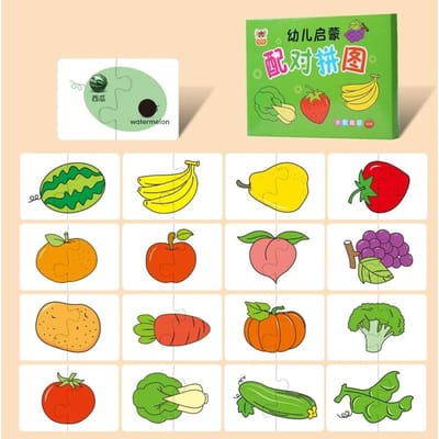 Montessori Peuter Puzzelkaarten Speelgoed Voor Kinderen Cognitief Fruit Dier Matchen Puzzel Spelletjes Kinderen Leren Educatieve Puzzel