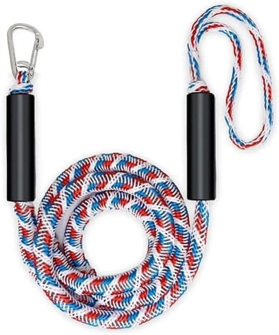 Kabelhaspel voor boten - 1 M8-gesp in de kleuren blauw, rood en wit - Kabelhaspel voor boten - Zwart - Kabelhaspel - Bootkabel - Accessoires voor boten - Aanleglijn met haak - Geschikt voor boten, kajaks, jetski's, vlotten, kano's -