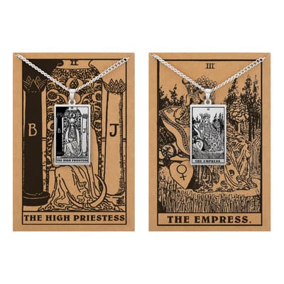 Tarot Ketting 2 | 3 bundel - Vrouwelijke kracht - Zilverkleurig Stainless Steel - Inclusief Rider-Waite Kaartjes - 60cm - Pax Amare